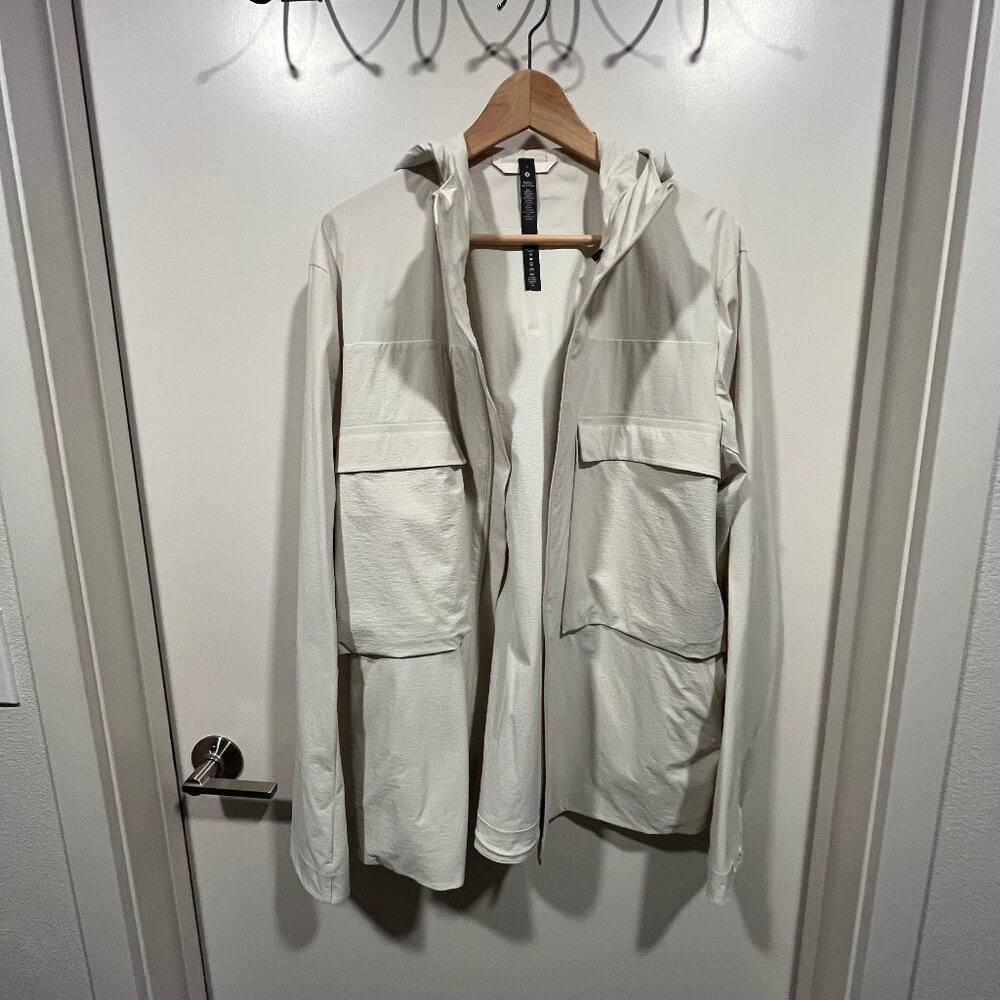 Lululemon White Performance Zip Jacket with Hoodie